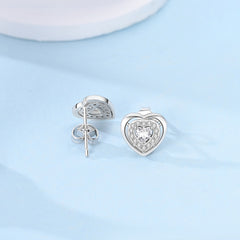 Hypoallergenic Sterling Silver Heart Stud Earrings