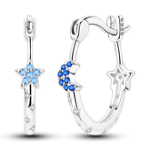 Celestial Blue Star & Moon Sterling Silver Earrings