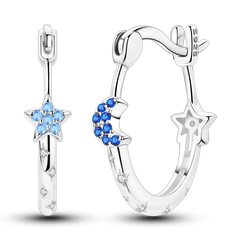 Celestial Blue Star & Moon Sterling Silver Earrings