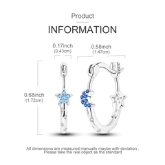 Celestial Blue Star & Moon Sterling Silver Earrings