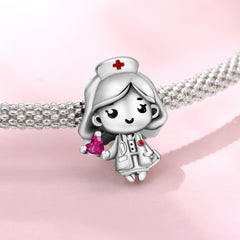 Sterling Silver Nurse Charm Bracelet