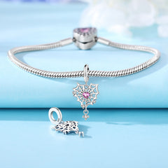 Diamond Sterling Silver Spider Web Pendant