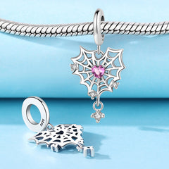 Diamond Sterling Silver Spider Web Pendant