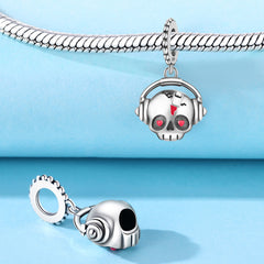 Sterling Silver Red-Eye Skull Pendant