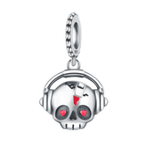Sterling Silver Red-Eye Skull Pendant