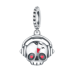 Sterling Silver Red-Eye Skull Pendant