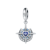 Sterling Silver Blue Heart Half-Moon Pendant