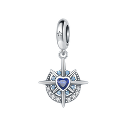 Sterling Silver Blue Heart Half-Moon Pendant