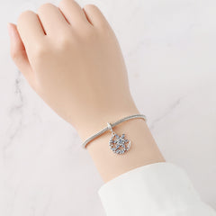 Winter's Whisper Blue Snowflake & Moon Pendant Bracelet