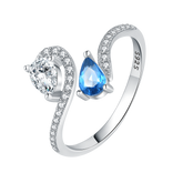 Sterling Silver Blue Sapphire Adjustable Ring