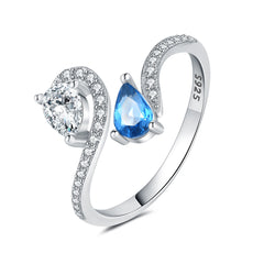 Sterling Silver Blue Sapphire Adjustable Ring