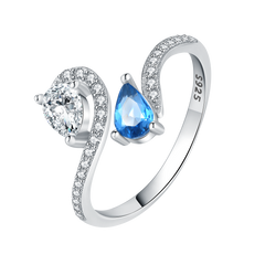 Sterling Silver Blue Sapphire Adjustable Ring