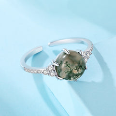S925 Sterling Silver Green Phantom Quartz Ring