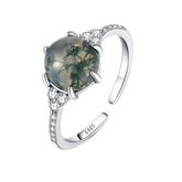 S925 Sterling Silver Green Phantom Quartz Ring