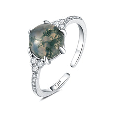 S925 Sterling Silver Green Phantom Quartz Ring