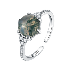 S925 Sterling Silver Green Phantom Quartz Ring