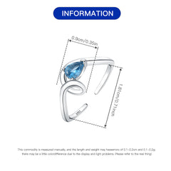 Handmade blue diamond triangle open ring