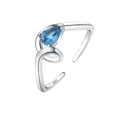 Handmade blue diamond triangle open ring