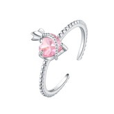 Pink Heart Cubic Zirconia Adjustable Ring
