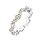 S925 Sterling Silver Yellow Diamond Adjustable Ring