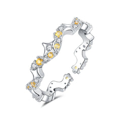 S925 Sterling Silver Yellow Diamond Adjustable Ring