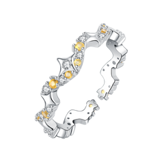 S925 Sterling Silver Yellow Diamond Adjustable Ring