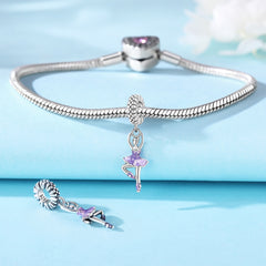 Handcrafted S925 Sterling Silver Resin Dancer Charm Bracelet/Pendant