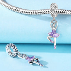 Handcrafted S925 Sterling Silver Resin Dancer Charm Bracelet/Pendant