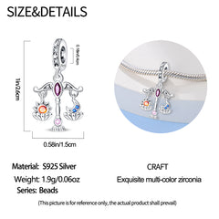 Sterling Silver Tarot Justice Pendant Necklace