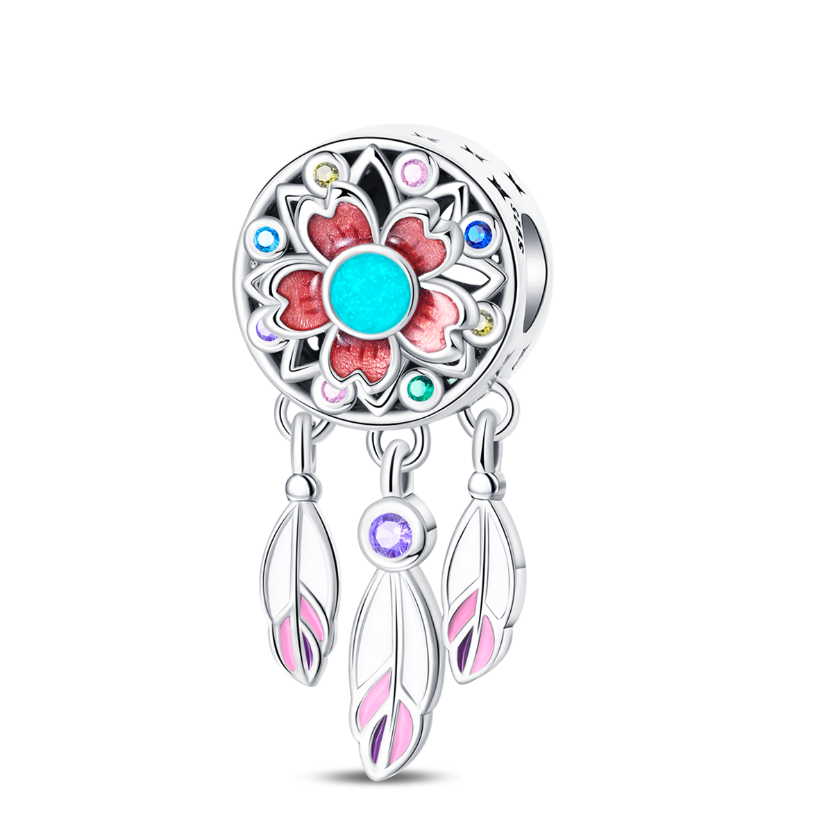 Boho Dreamcatcher Charm Beads for Bracelets - .925 Sterling Silver Crescent Moon & Round Pendants, Lucky Blessings Jewelry Collection DIY Crafting Supplies