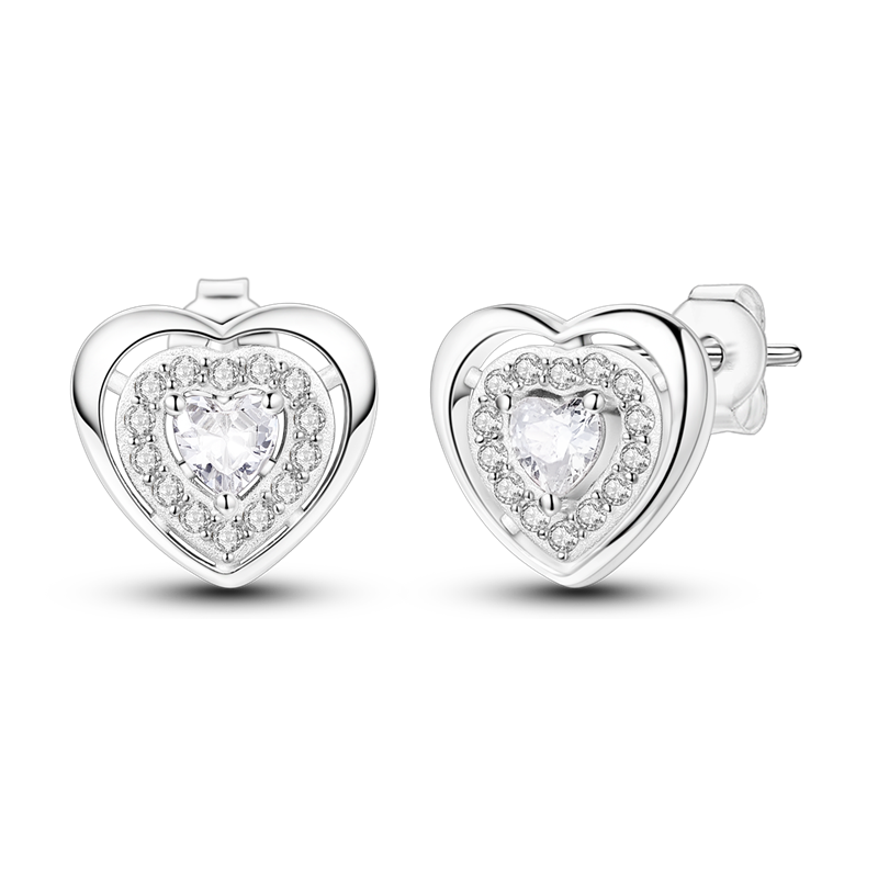 Hypoallergenic Sterling Silver Heart Stud Earrings
