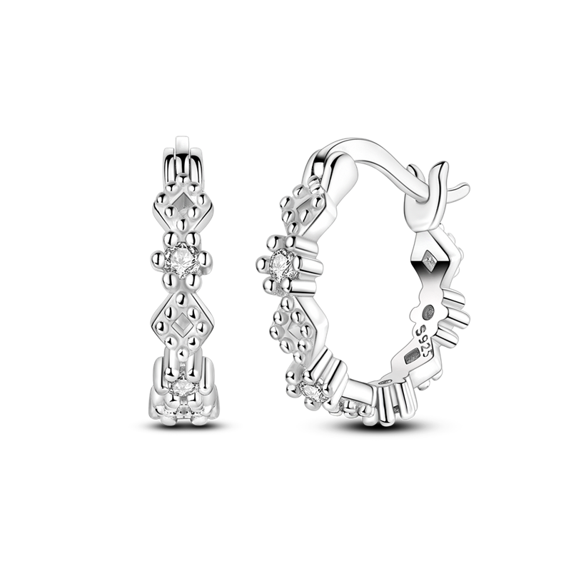 Hypoallergenic C-Shaped Full diamond Hoop Earrings