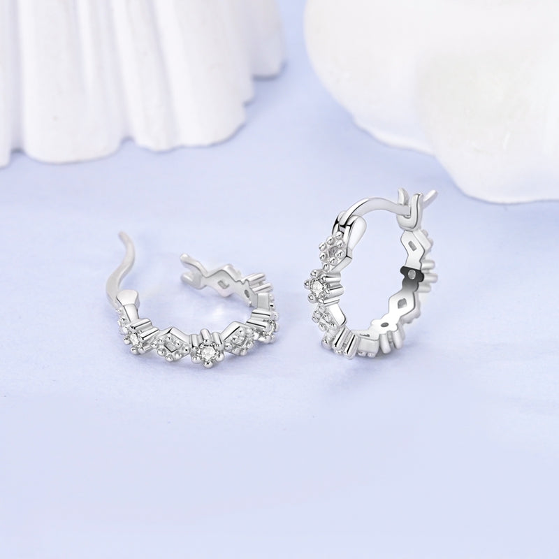 Hypoallergenic C-Shaped Full diamond Hoop Earrings