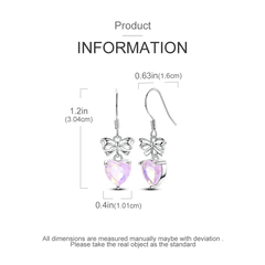 Bow & Pink Heart Zircon Drop Earrings