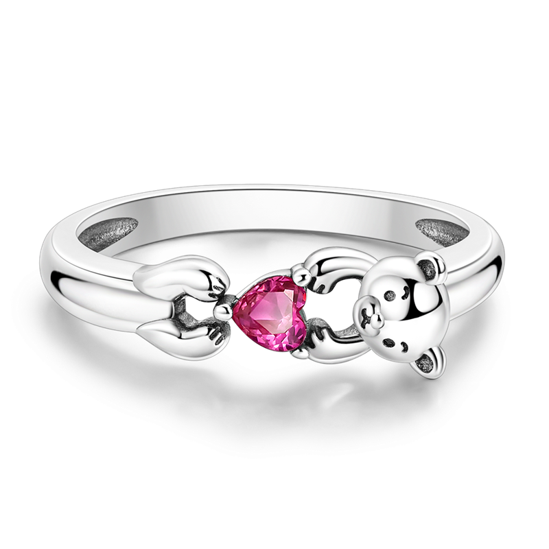 Bear Hug Heart Adjustable Ring