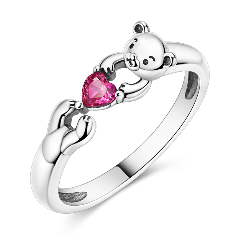 Bear Hug Heart Adjustable Ring