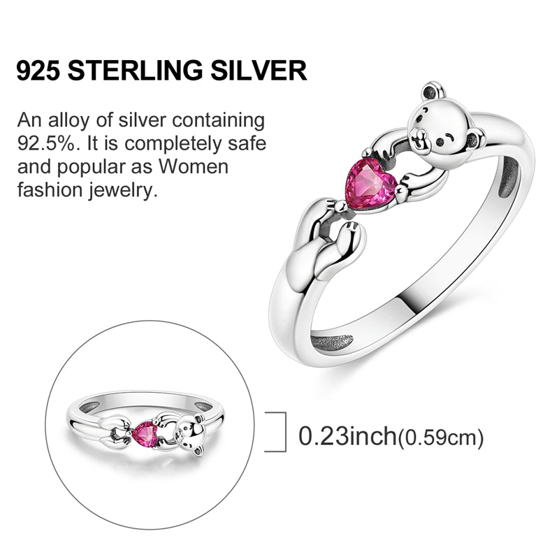 Bear Hug Heart Adjustable Ring