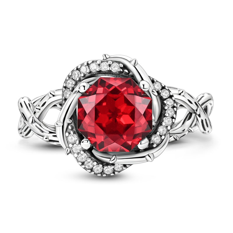 Thorns & Roses Sterling Silver Zircon Ring