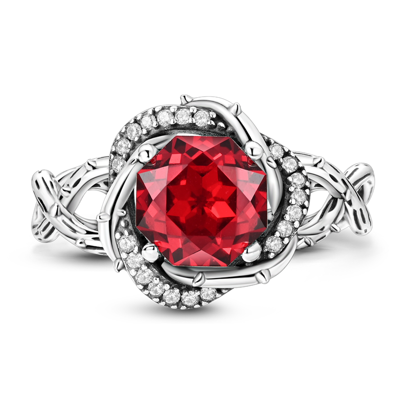 Thorns & Roses Sterling Silver Zircon Ring