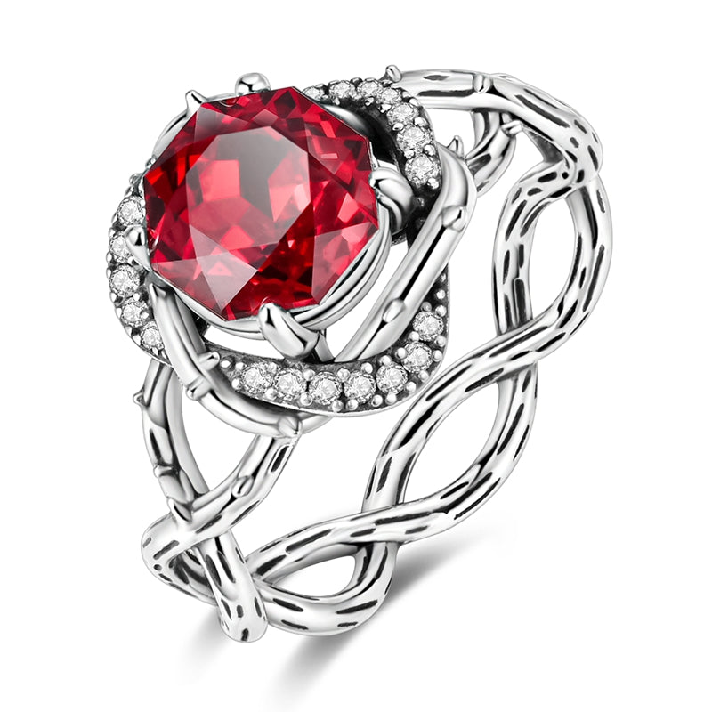 Thorns & Roses Sterling Silver Zircon Ring