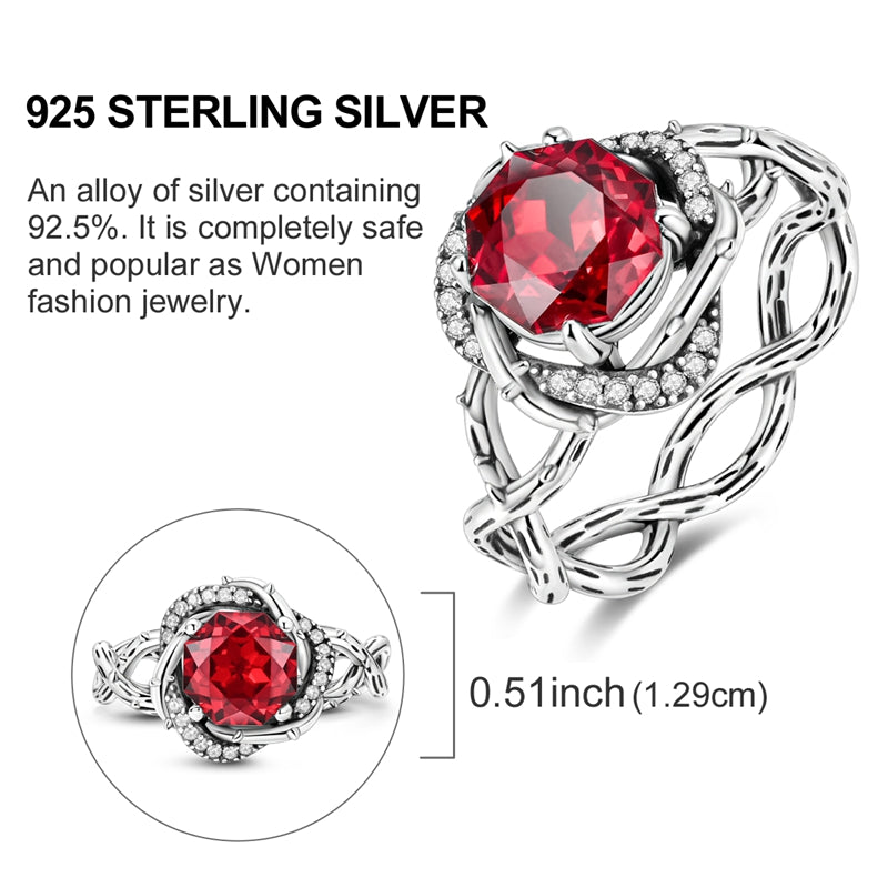 Thorns & Roses Sterling Silver Zircon Ring