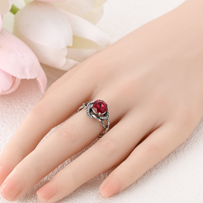 Thorns & Roses Sterling Silver Zircon Ring