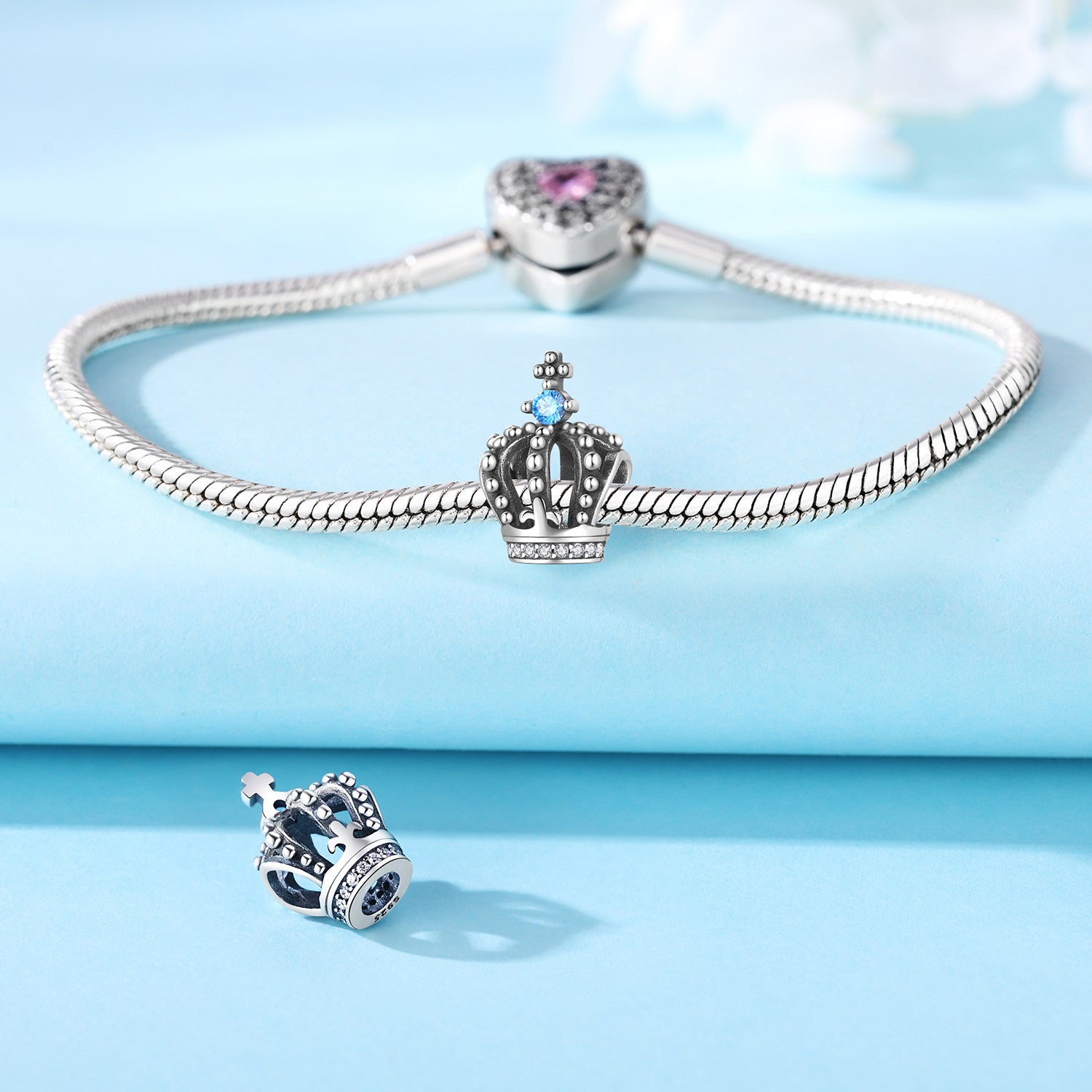 Timeless Crown Blue Sapphire & Sterling Silver Beaded Pendant Necklace