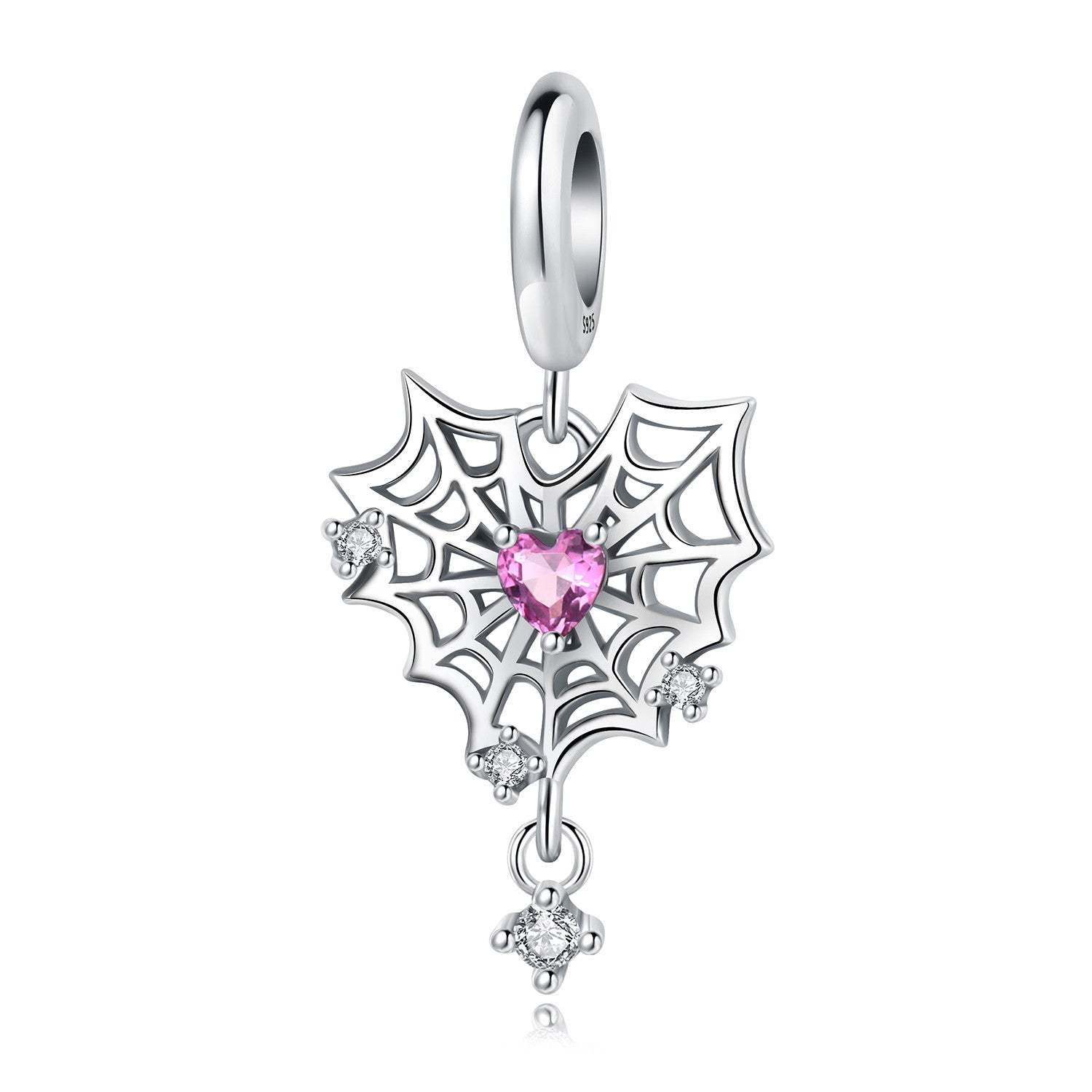 Diamond Sterling Silver Spider Web Pendant
