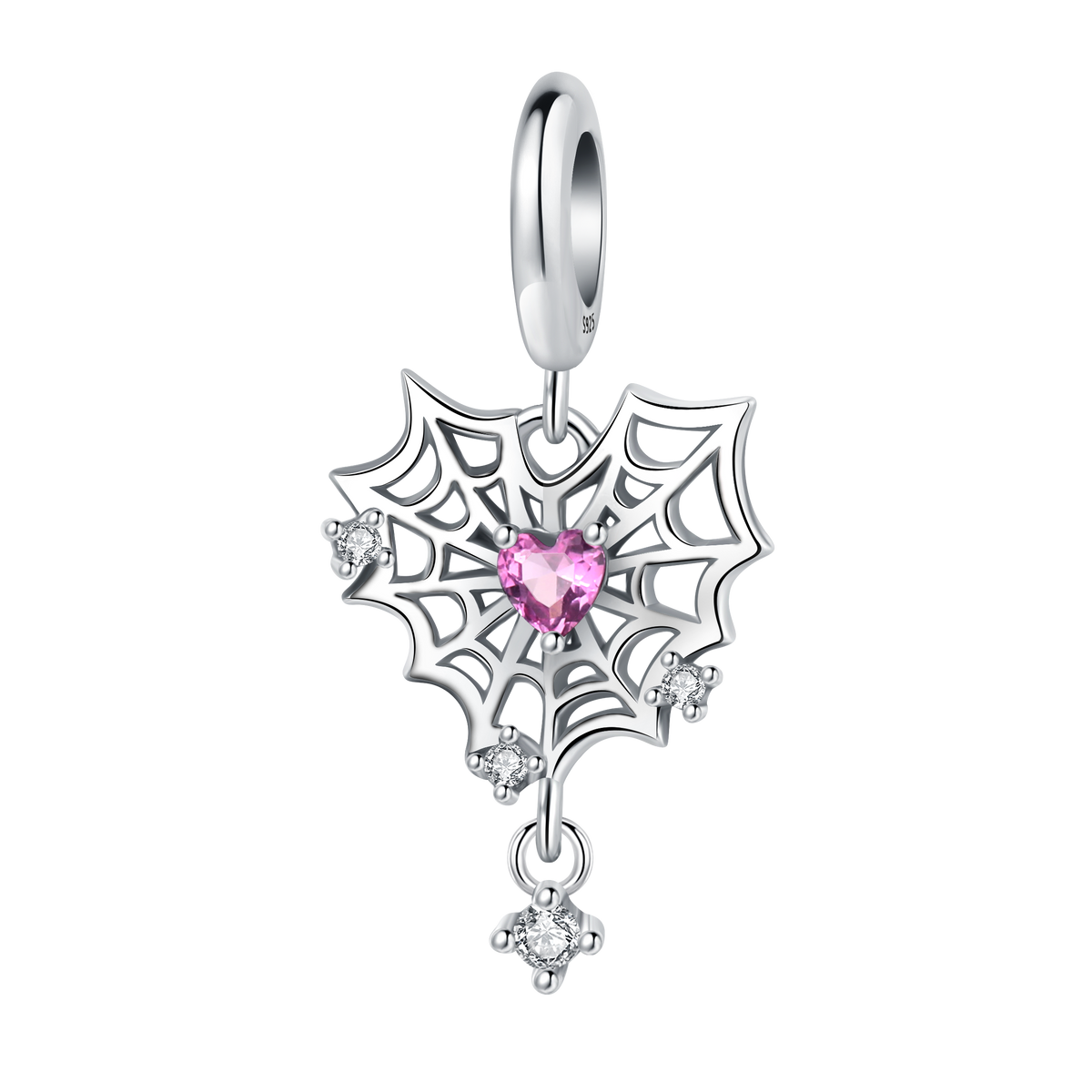 Diamond Sterling Silver Spider Web Pendant