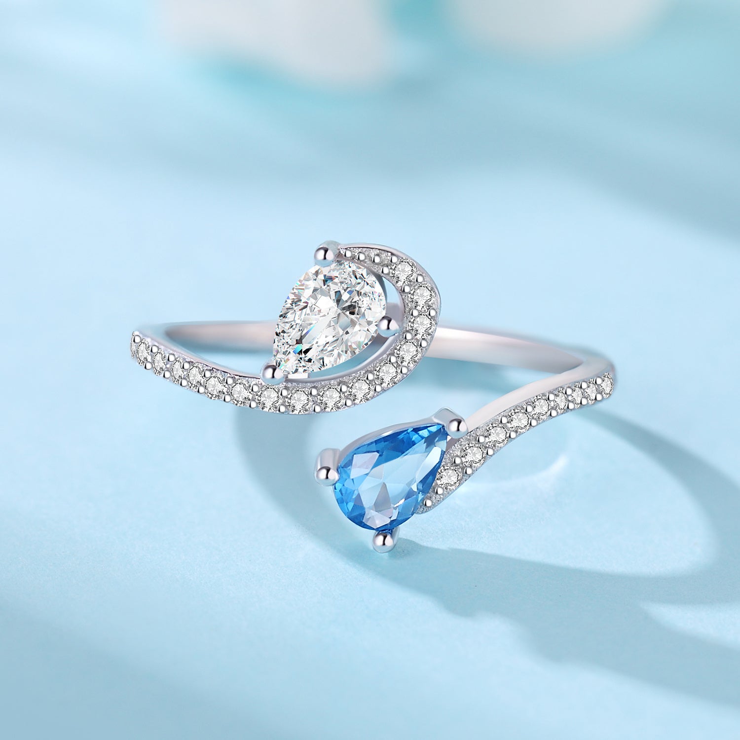 Sterling Silver Blue Sapphire Adjustable Ring