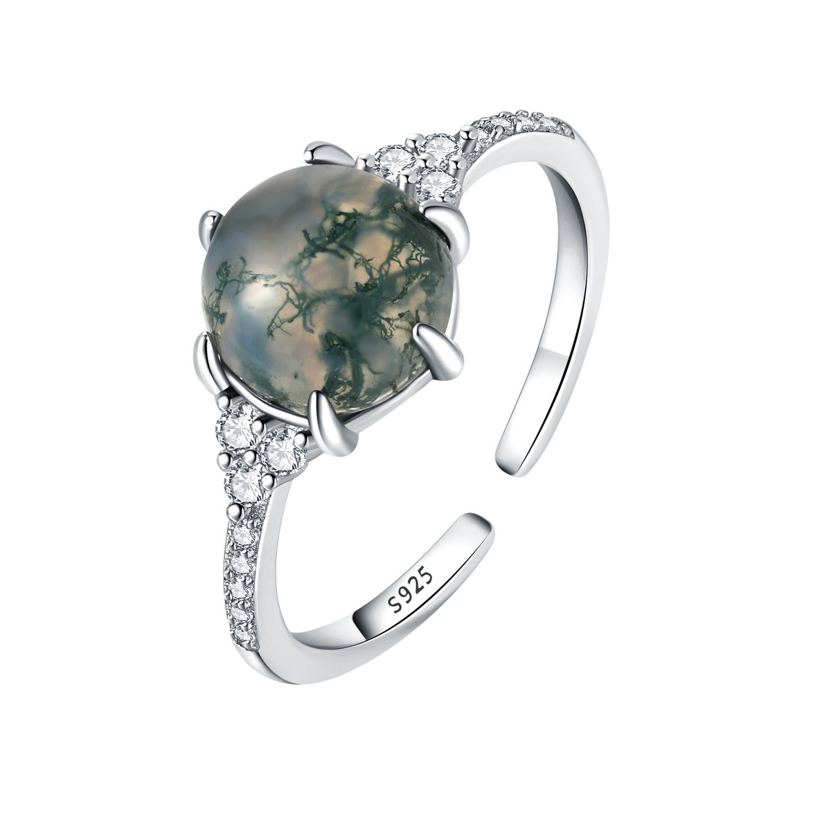 S925 Sterling Silver Green Phantom Quartz Ring