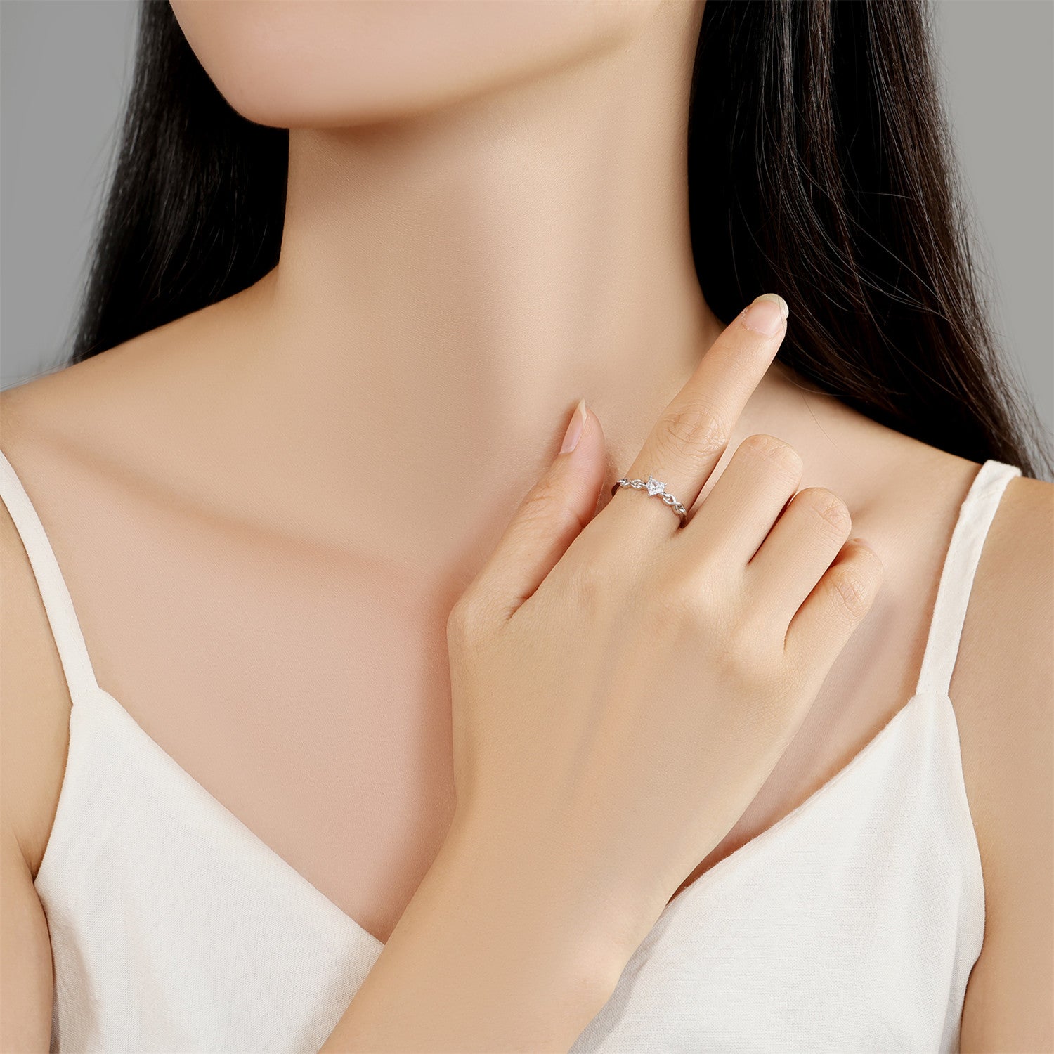 Heart-Shaped Open Diamond Ring
