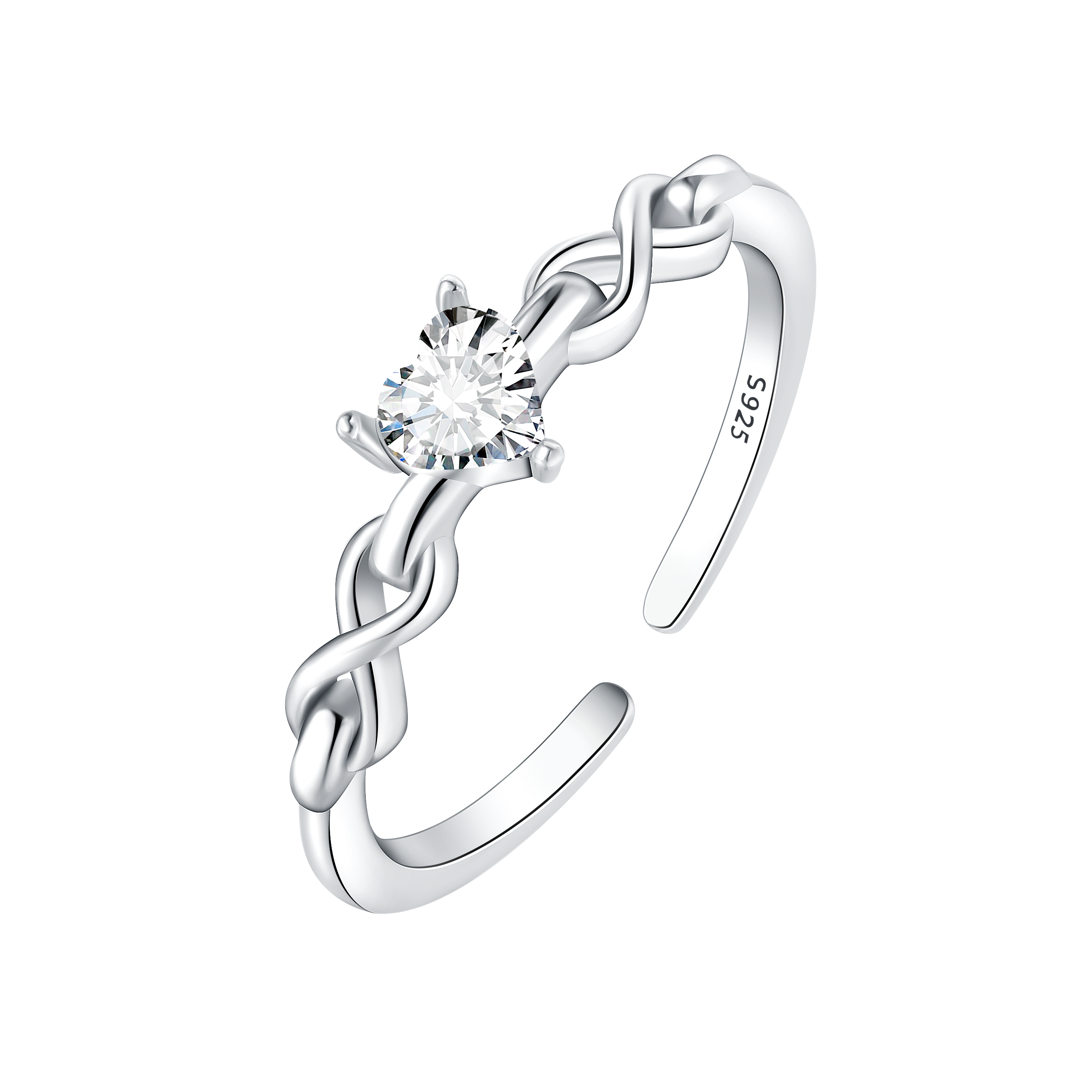 Heart-Shaped Open Diamond Ring