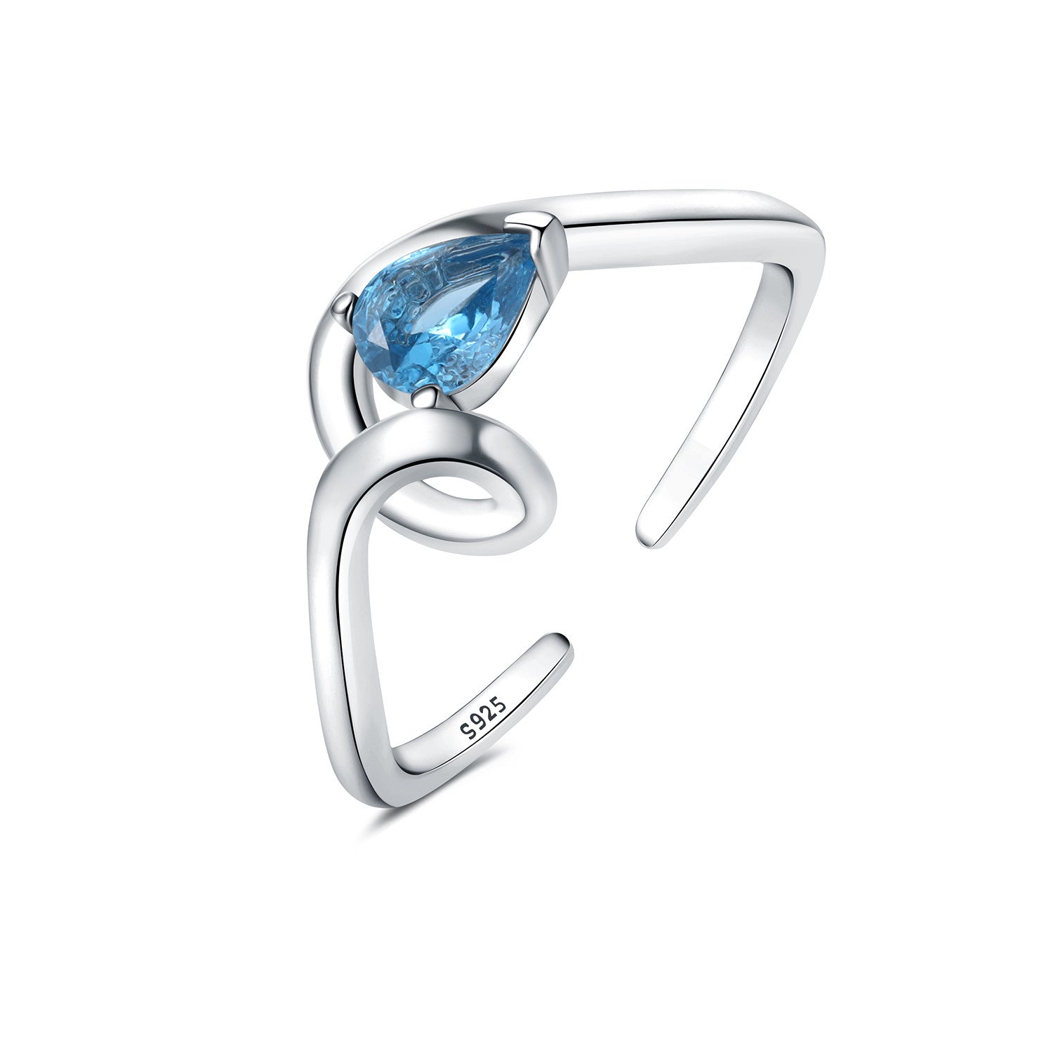 Handmade blue diamond triangle open ring